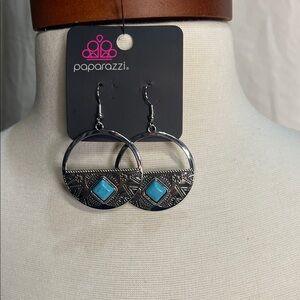 Paparazzi Silver Earrings with Turquoise Accents Lightweight